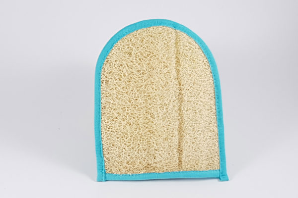 Gant ovale bleu en loofah.