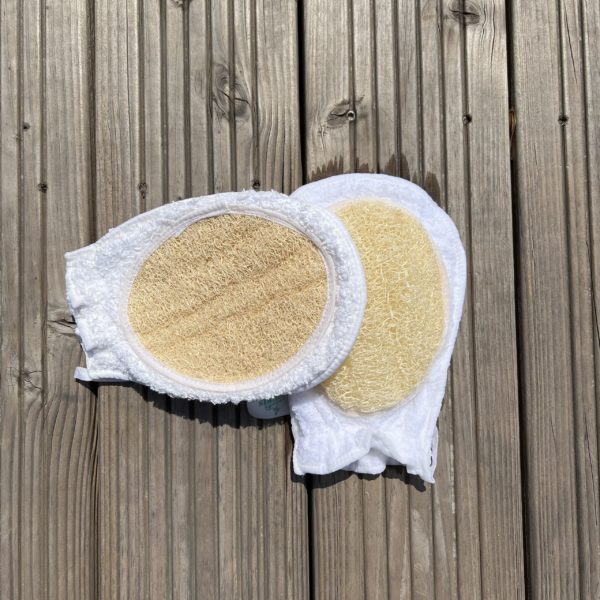 Gant montgolfière en loofah.