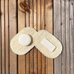 Deux porte-savon finition ligne en loofah égyptien Anubis Labo.
