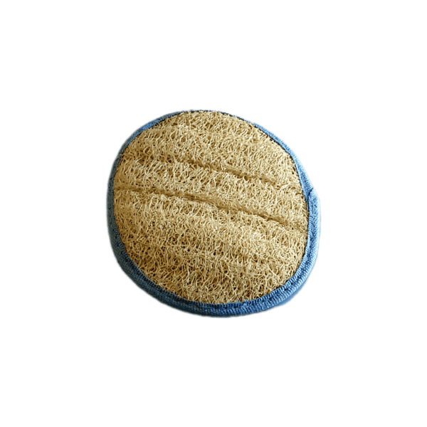 Une paumette de couleur bleue face loofah.