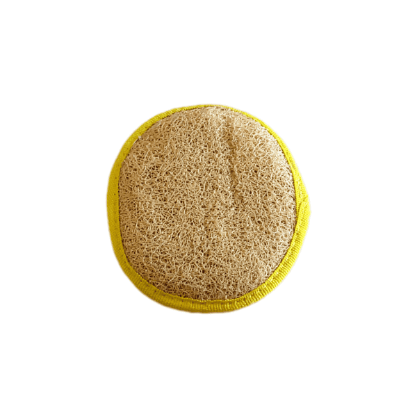 Une paumette de couleur jaune face loofah.