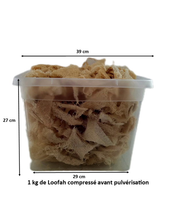 Un kilogramme de particule de calage en loofah d'Egypte non compressé.